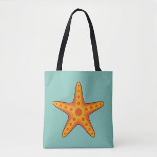 Cute Orange Starfish Cartoon Tote Bag