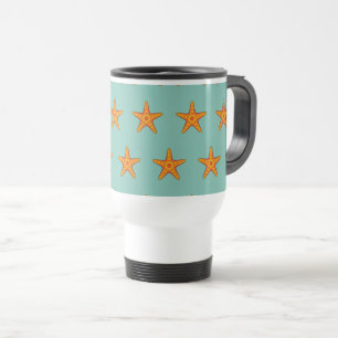 Cute Orange Starfish Cartoon Travel Mug