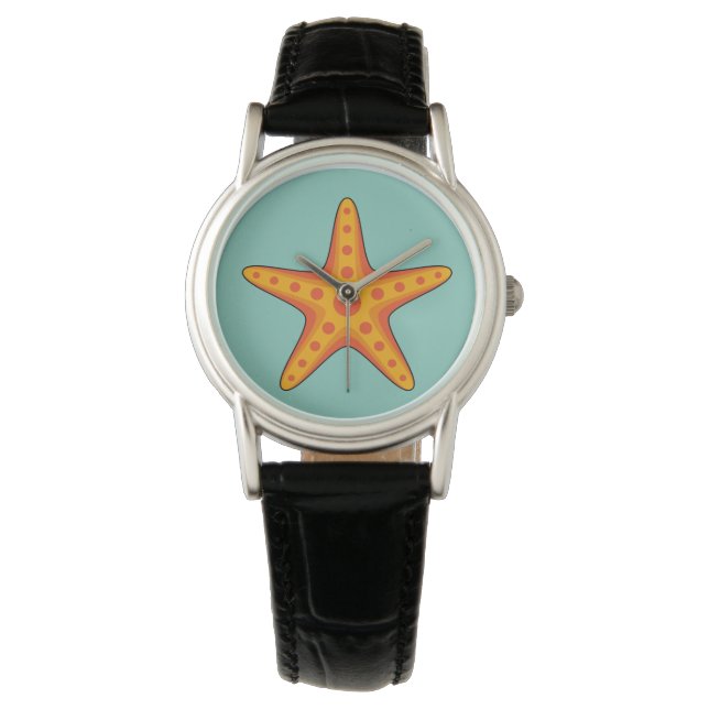 Cute Orange Starfish Cartoon Watch (Front)