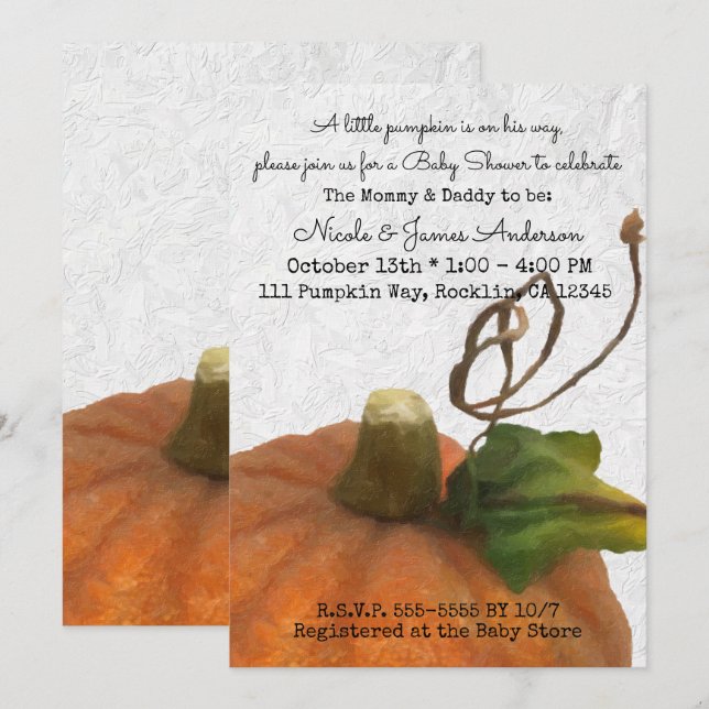 Cute Orange Storybook Princess Baby Shower Invitation (Front/Back)