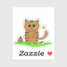 Cute Orange Striped Cat in Green Meadow 