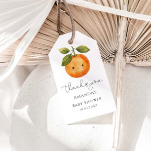 Cute Orange Summer Baby Shower Gift Tags