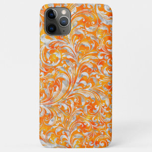 Cute orange swirl floral design iPhone 11 pro max case