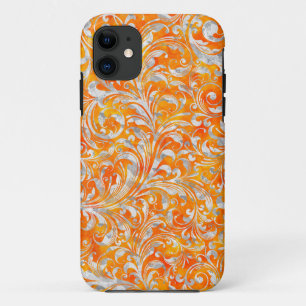 Cute orange swirl floral design iPhone 11 case