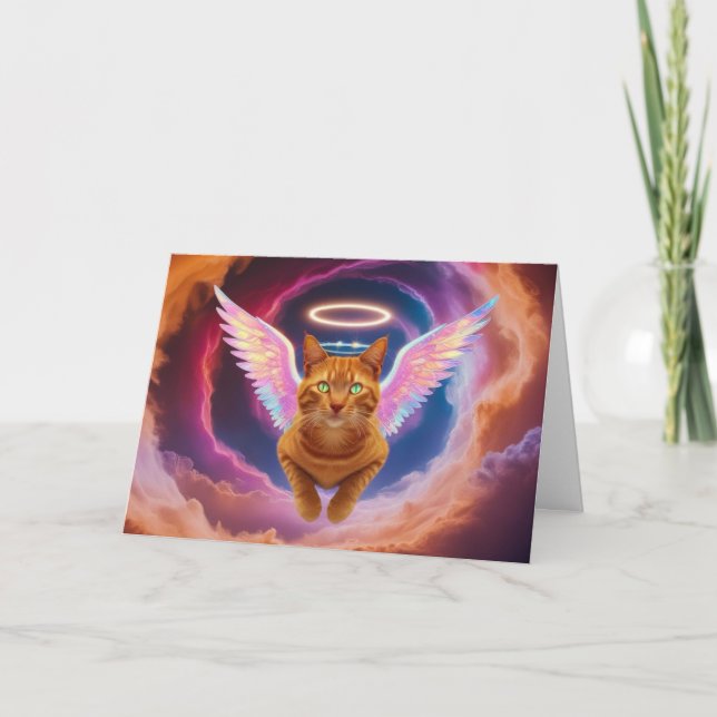 Cute Orange Tabby Angel Greeting Card (Front)