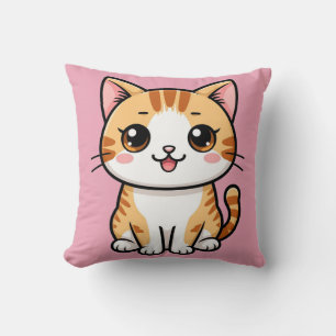 Cute Orange Tabby Cat Cartoon Animal Style 🐱 Cushion