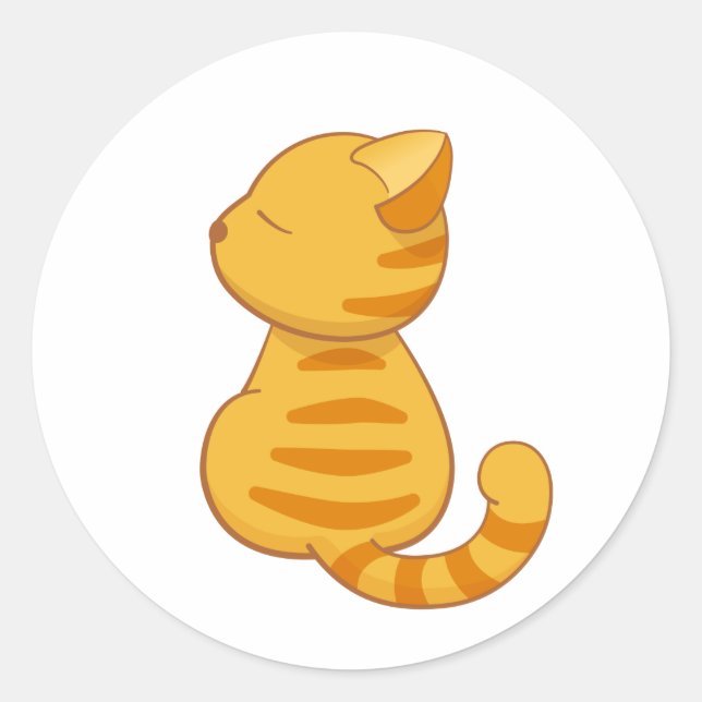 Cute Orange Tabby Cat Classic Round Sticker (Front)