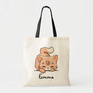 Cute Orange Tabby Cat Custom Name  Tote Bag