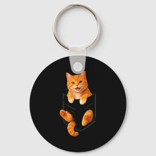 Cute orange tabby cat funny pocket cat dad mum key ring