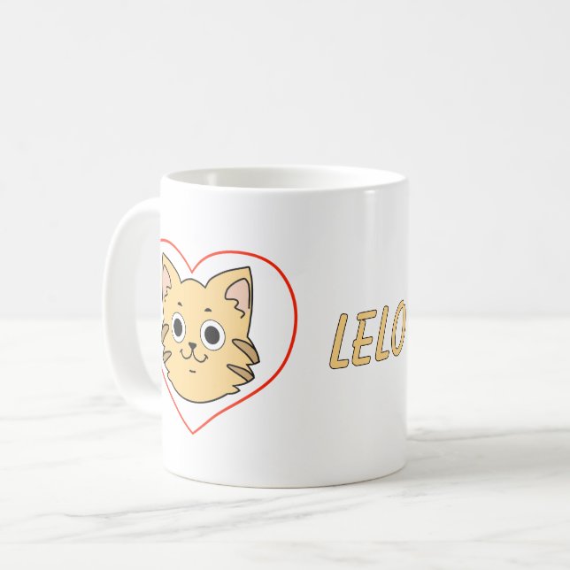 Cute Orange Tabby Cat Heart Mug - Cat Lover Gift (Front Left)