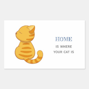 Cute Orange Tabby Cat Quote Rectangular Sticker