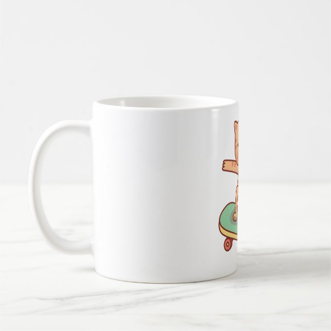 Cute Orange Tabby Cat Skating On Skateboard  Coffee Mug (Left)