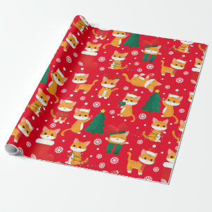 Cute Orange Tabby Christmas Wrapping Paper