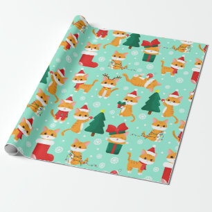 Cute Orange Tabby Christmas Wrapping Paper Sheets