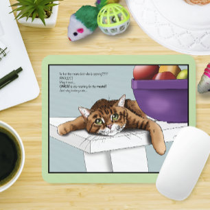 Cute Orange Tabby Cute Treats Funny Waiting Mouse Mat