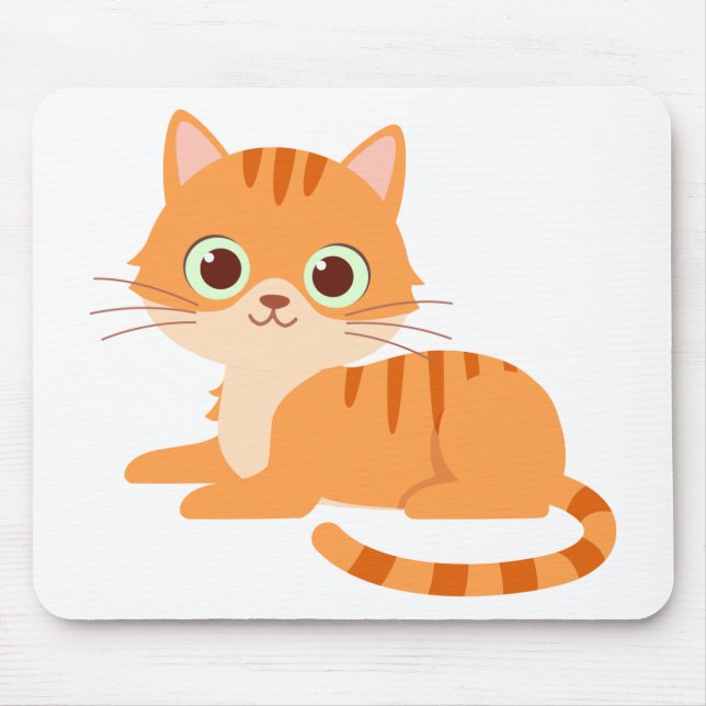 Cute Orange Tabby Kitten Cartoon Kitty Cat Mouse Mat (Front)