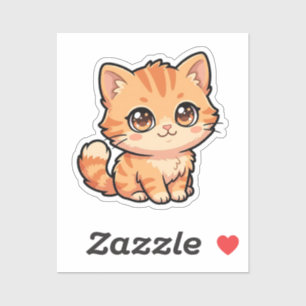 Cute Orange Tabby Kitten Custom-Cut Vinyl Sticker