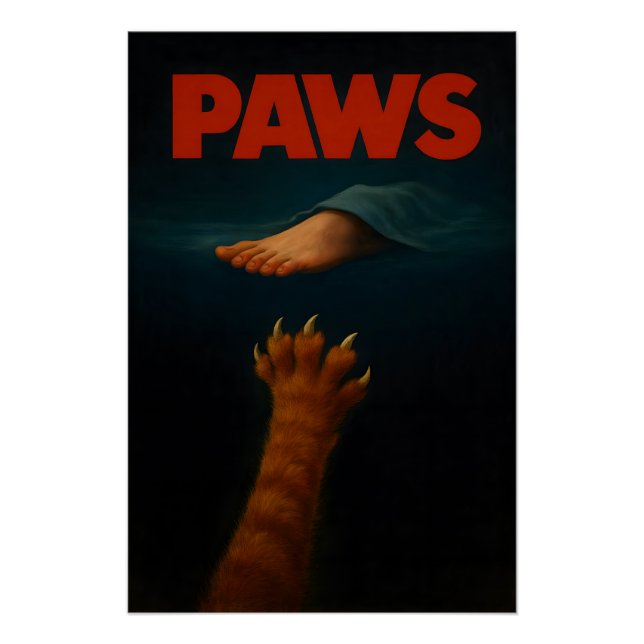 Cute Orange Tabby vs Human Foot Poster (Front)