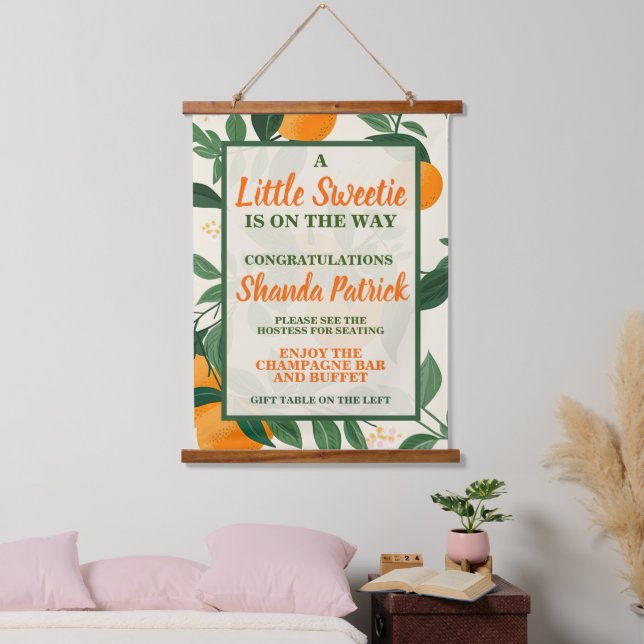 Cute Orange Theme Baby Shower Hanging Tapestry (Bedroom)