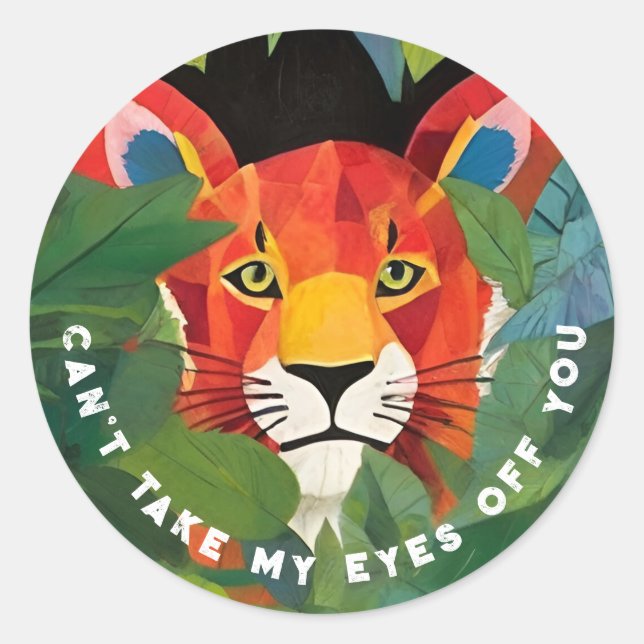 Cute Orange Tiger Colourful Wild Jungle Paint Classic Round Sticker (Front)