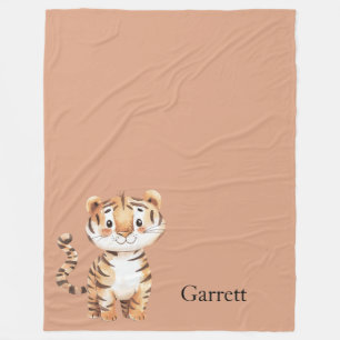 Cute Orange Tiger Fleece Blanket