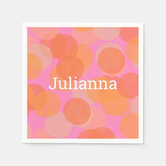 Cute Orange Watercolor Circles Modern Geometric Napkin (Front)