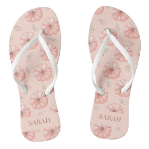 Cute Orange Watercolor Pumpkin Fall   Flip Flops