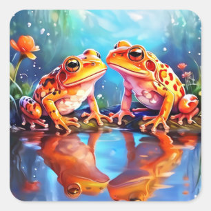 Cute Orange watercolour frogs stickers
