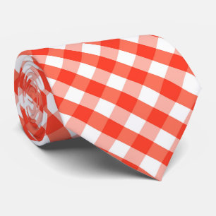 cute orange whit plaid tiled pattern  tie