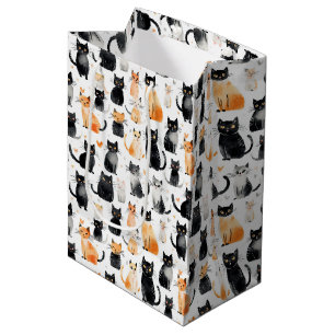 Cute Orange White Black Cats Medium Gift Bag