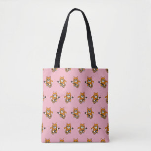 Cute Orange White Cat Playing Guitar Cartoon Tote Bag