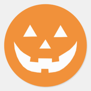Cute orange white Jack o lantern pumpkin Halloween Classic Round Sticker