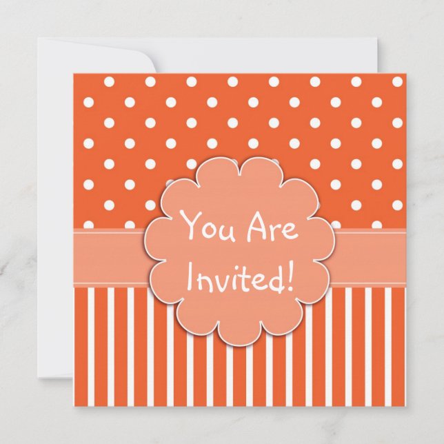 Cute Orange & White Patterns Birthday Invitation (Front)