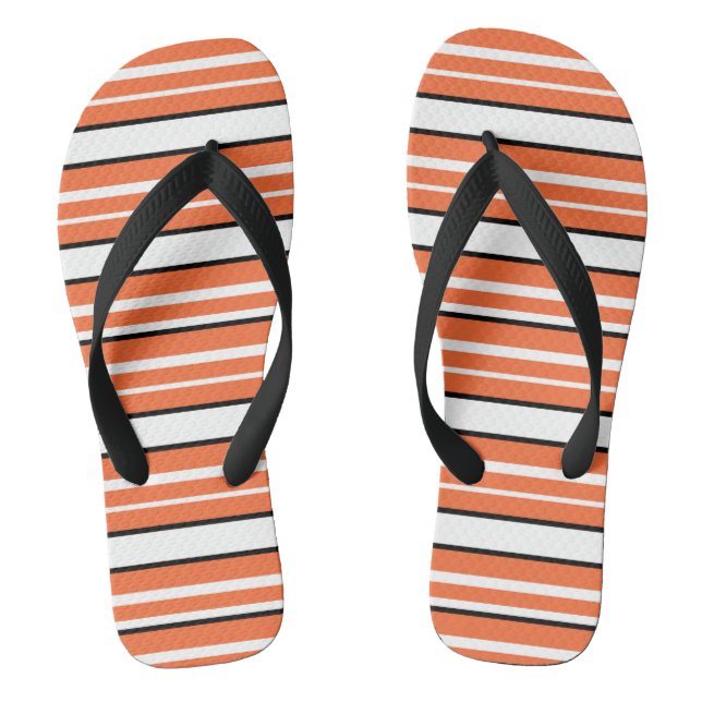 Cute orange white stripes flip flops (Footbed)