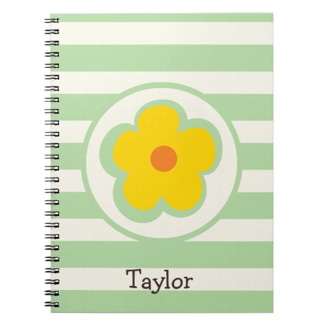 Cute Orange Yellow and Green Flower Notebook (Front)