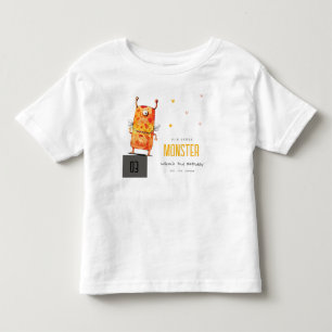 Cute Orange Yellow One Eyed Monster Kids Birthday Toddler T-Shirt