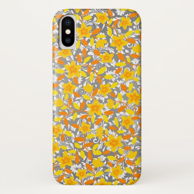 Cute orange yellow white flowers patterns Case-Mate iPhone case (Back)