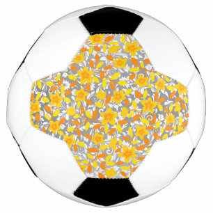 Cute orange yellow white flowers patterns football