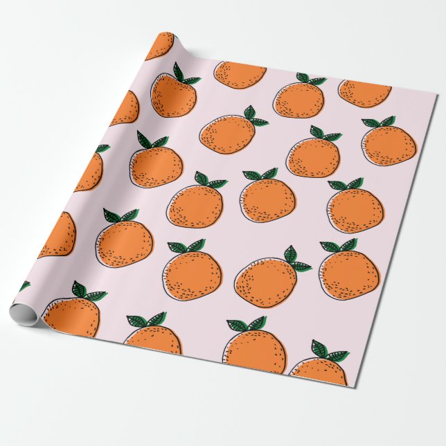 Cute Oranges Wrapping Paper (Unrolled)