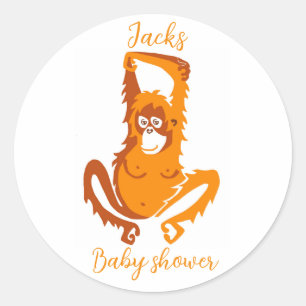 Cute ORANGUTAN - Animal - Baby shower - Personaliz Classic Round Sticker