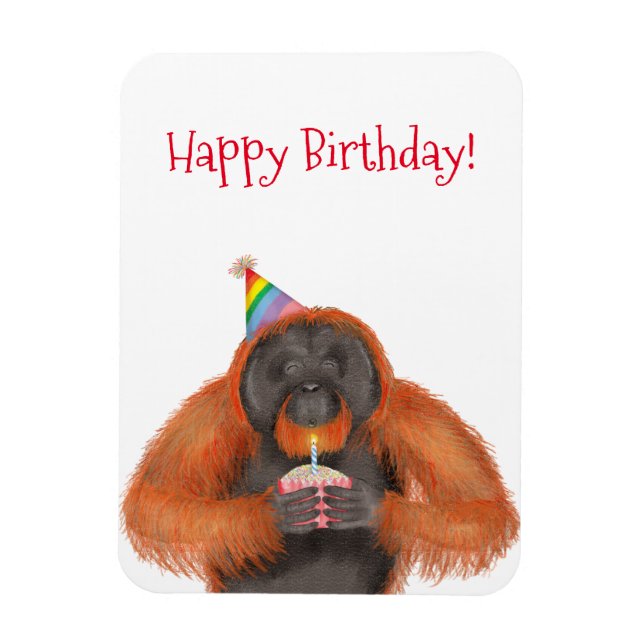 Cute orangutan birthday magnet (Vertical)