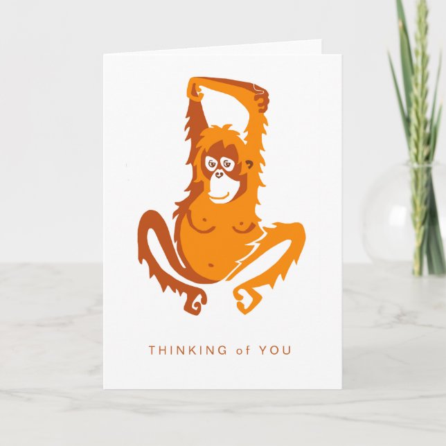 Cute ORANGUTAN -Thinking of you - Animals Card (Front)