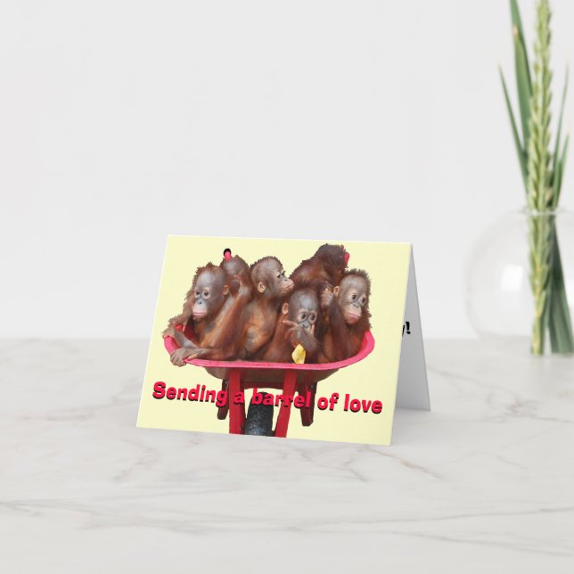 Cute Orangutans Valentine Holiday Card (Front)