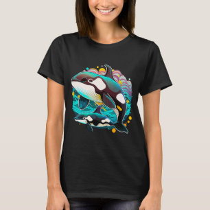 Cute Orca and Calf Sea Whale Ocean Mammal T-Shirt