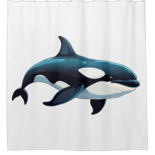 Cute Orca doodle   Shower Curtain