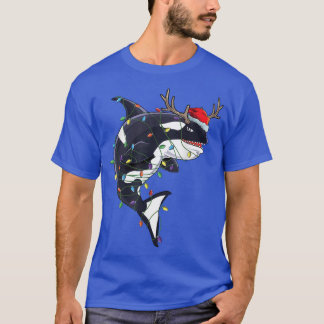 Cute Orca Killer Whale Reindeer Santa Christmas Gi T-Shirt