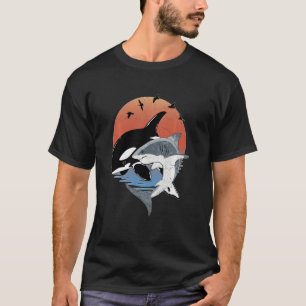 Cute Orca Whale and Shark Samoa Polynesia Long Sle T-Shirt