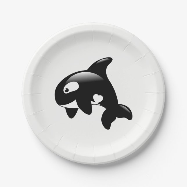 Cute Orca Whale Paper Plate (Front)