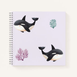Cute Orca Whale Pattern Ocean Sea Life Nursery Notebook
