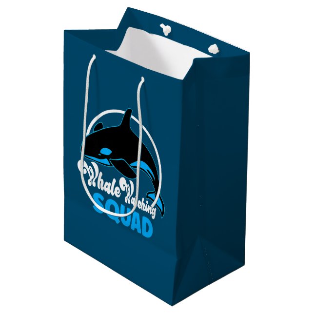 Cute Orca Whale Watching Squad Sea Animal Medium Gift Bag (Front Angled)